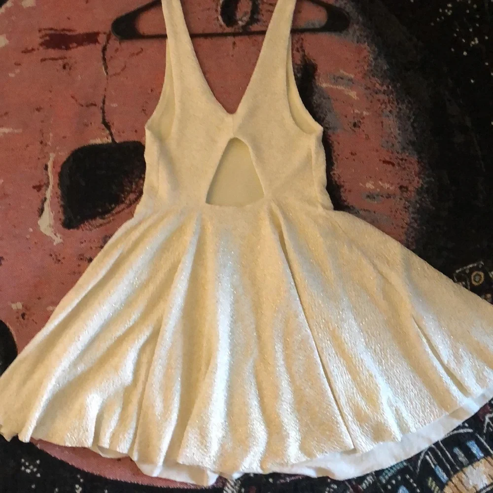 UO Silence + Noise Sinderella Ivory Sparkle Mini Dress - Picture 8 of 10